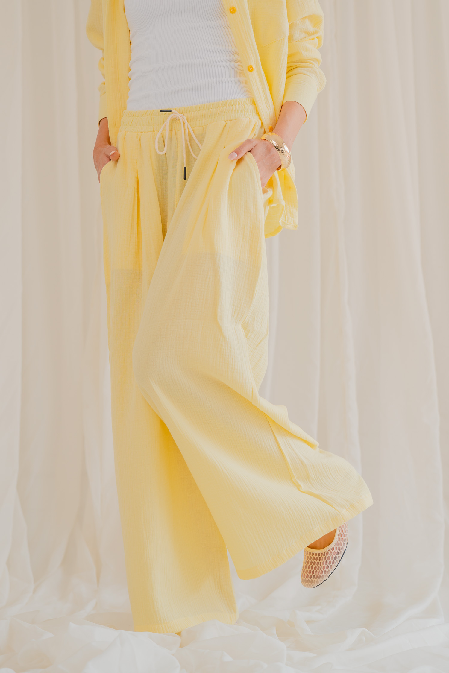 Soft Wide-Leg Pants - Yellow, 2X