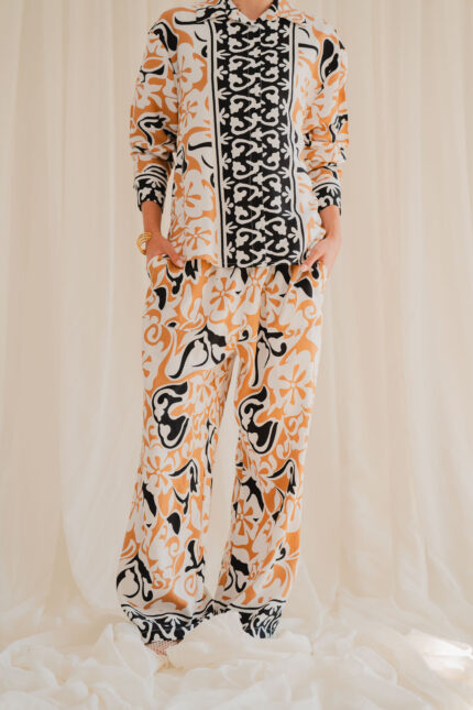 Printed Straight-Leg Trousers